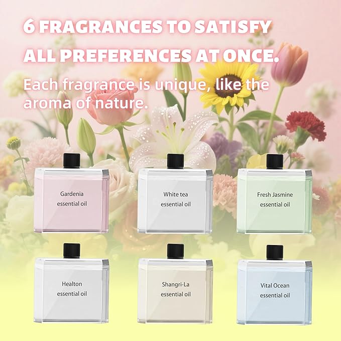 Essential Oil Diffuser Refill 6 Piece for XIYIUSSM S1pro Waterless Essential Oil Diffuser Aromatherapy Set 6 Flavors (Essential Mist Refill 6pcs)