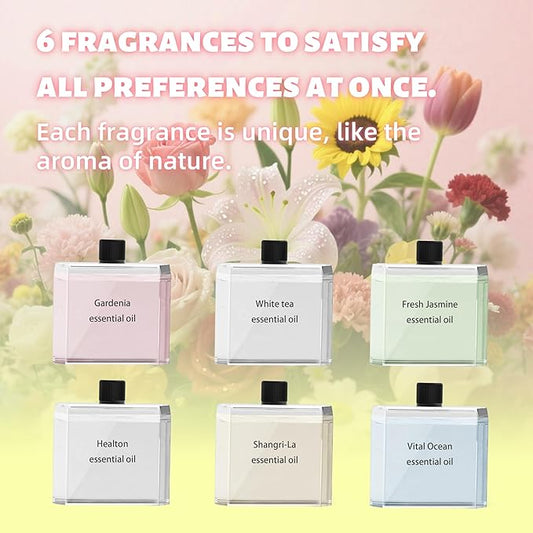 Essential Oil Diffuser Refill 6 Piece for XIYIUSSM S1pro Waterless Essential Oil Diffuser Aromatherapy Set 6 Flavors (Essential Mist Refill 6pcs)