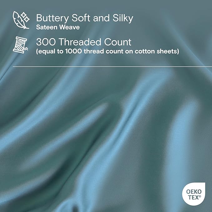 DOZ Duvet Cover Set, 100% Viscose derived from Bamboo, Organically Grown, Buttery Soft, Cooling Duvet Covers, High GSM, 1 Duvet Cover and 1 Pillowcase, 70"x90" (Teal, Twin/Twin XL)