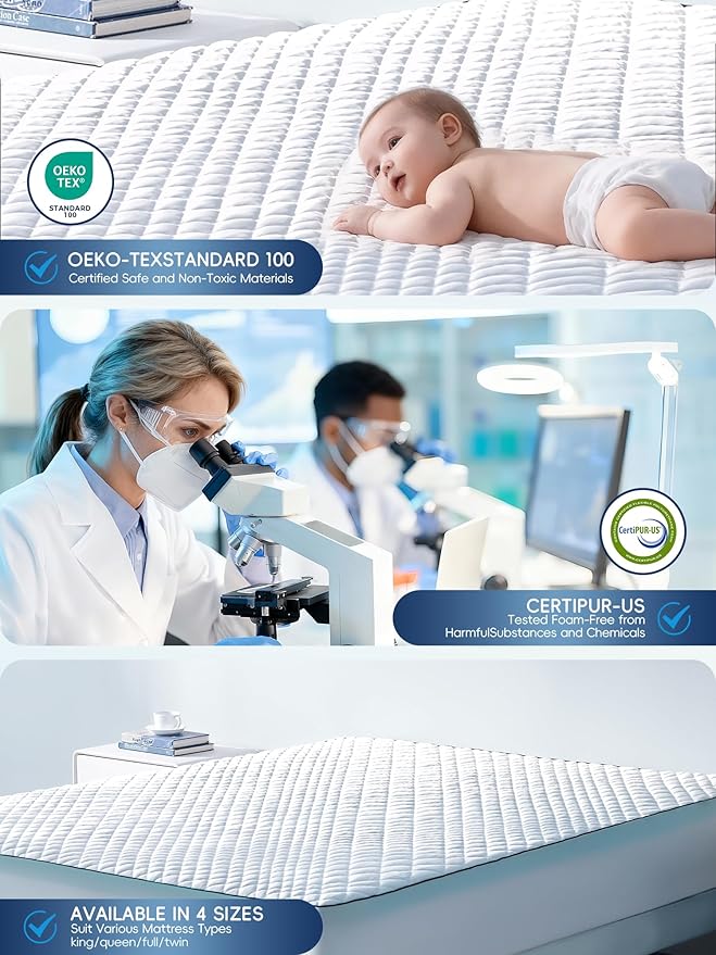 Full Size Memory Foam Mattress Topper,Dual Layer Gel Memory Foam & Pillow Top Mattress Topper Full for Pressure Relief and Medium Firm Support,CertiPur-US Certified