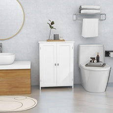 TaoHFE White Bathroom Floor Cabinet,Small Storages Cabinets with 2 Doors Bath Room Storage Cabinet,Small Bathroom Storage Cabinet for Living Room, Entryway,White