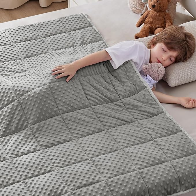 anfie Weighted Blanket Kids(48"x72" 6lbs) Weighted Blanket Cooling Blanket for Sleeping,Throw Size Breathable Blanket with Premium Glass Bead(Grey)