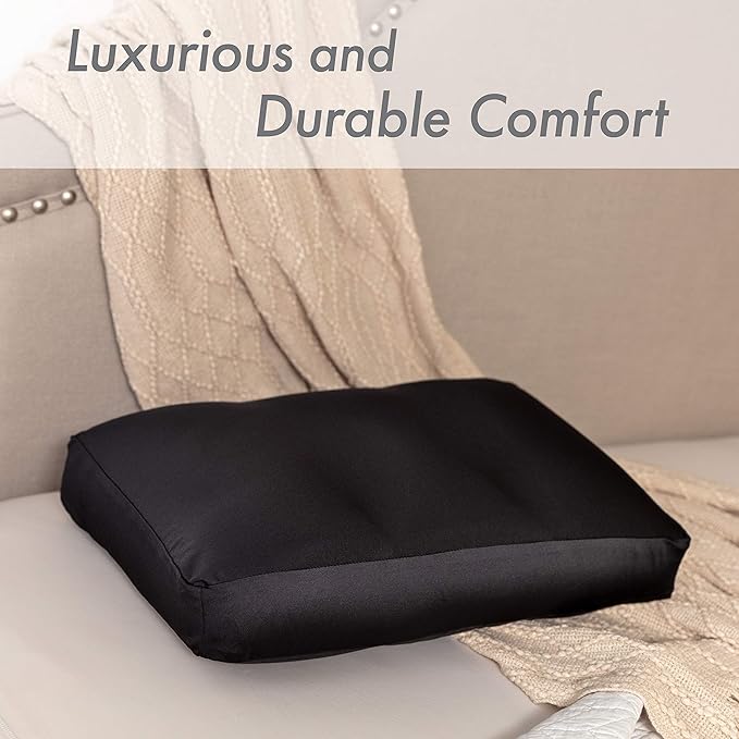PILLOWY Cover Only for Premium Microbead Bed Pillow, Small Extra Smooth - Ultra Comfortable Sleep with Silk Like Anti Aging Cover 85% Spandex/ 15% Nylon Breathable, Cooling Matte Black