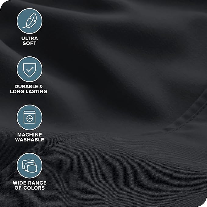 Bare Home Hotel Luxury King Sheet Set, Extra Soft - 6 Piece Set - Deep Pockets - Easy Fit - Cooling & Breathable - Wrinkle, Fade, Stain Resistant - Includes 4 Pillowcases (King, Black)