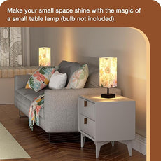 aooshine Flower Table Lamp for Bedroom - Bedside Lamp for Nightstand, Minimalist Night Stand Light Lamp with Square Fabric Shade, Desk Reading Lamps for Kids Room Living Room Office Dorm