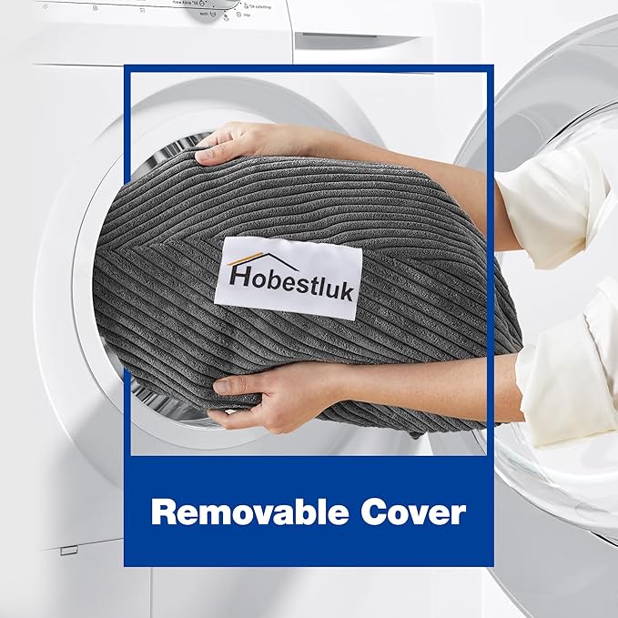 Hobestluk 4.5FT Bean Bag Chair Giant Bean Bag Chair with Filler Included Adult Bean Bag Chairs with Removable Cover for Bedroom Living Room - (Jumbo, Grey)