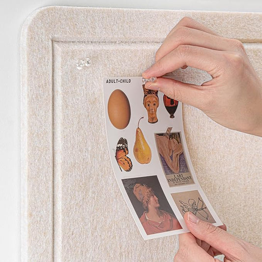 Bulletin Board, 35 x 17 1/2 inches Felt Board - Decorative Pin Board, Cork Board Alternative for Wall, Foldable Self-Adhesive Vision Board Prayer Board with 20 Pushpins - Oatmeal
