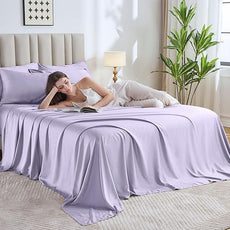 Pure Bamboo California King Sheets, Genuine 100% Organic Viscose Derived from Bamboo Bed Sheet Set, Soft & Cooling, Double Stitching, 2 Year Quality Promise (California King, Lavender)