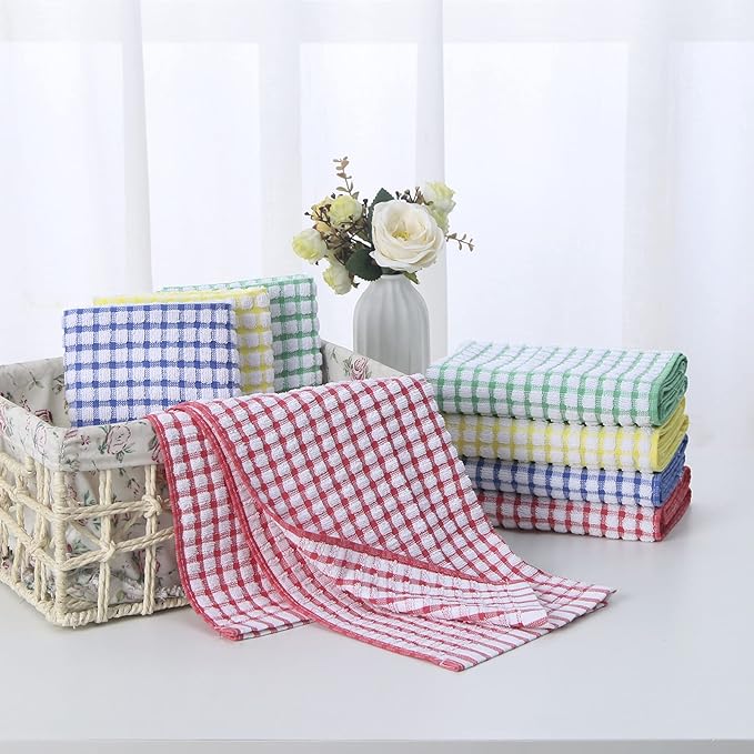Oeleky Dish Towels for Kitchen, Cotton Kitchen Towels for Drying Dishes Pack of 8 (Multi C, 15X26 inches)