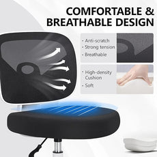 Primy Armless Mid-Back Ergonomic Standing Desk Chair - Mesh Rolling Tall Chair, Adjustable Height and Footring, Art Room, Office or Home (White)