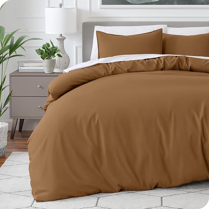 Bare Home Bedding Duvet Cover Extra Long Size - Premium 1800 Super Soft Collection - Lightweight, Cooling - Soft Breathable Bedding Duvet Cover (Twin/Twin XL, Caramel)