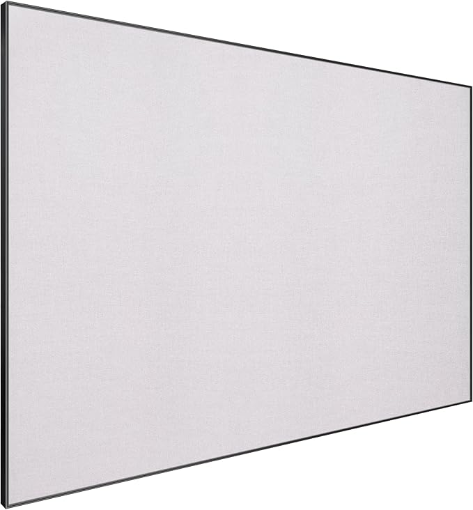 Bulletin Board 30 x 20 inches, Lavender Gray Pin Board, Black Aluminum Framed Fabric Cork Board with 10 Push Pins