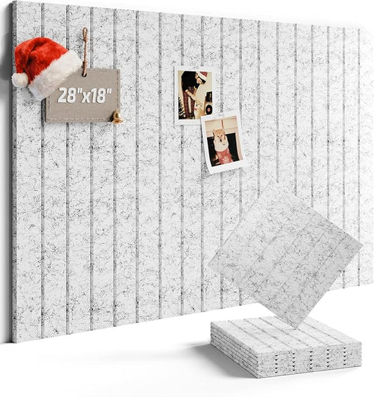 Felt Bulletin Board Tiles -28"x18" with 40 Adhesive Tabs, Cork Board Alternative for Office Decor, Push Pin Board Wall Organizer 6-Pack?Marble Gray?
