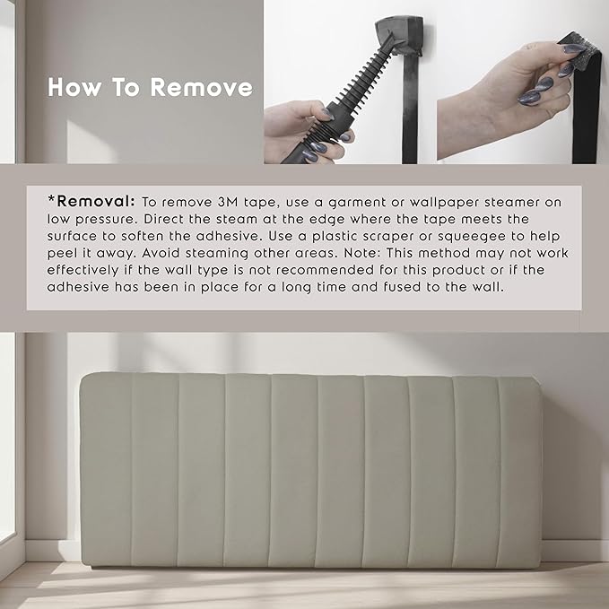 Hearth & Harbor Upholstered Full Headboard - Easy Assemble Channel Stitched Headboard Full Size - Wall Mounted Headboards with 3D Soundproof Wall Panels Peel & Stick Floating Headboards, Olive Green