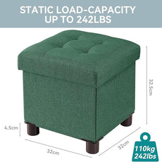 BRIAN & DANY Small Ottoman with Storage, Small Storage Ottoman, Folding Foot Stool with Wood Legs for Living Room and Bedroom Linen Rest Seat, 12.6