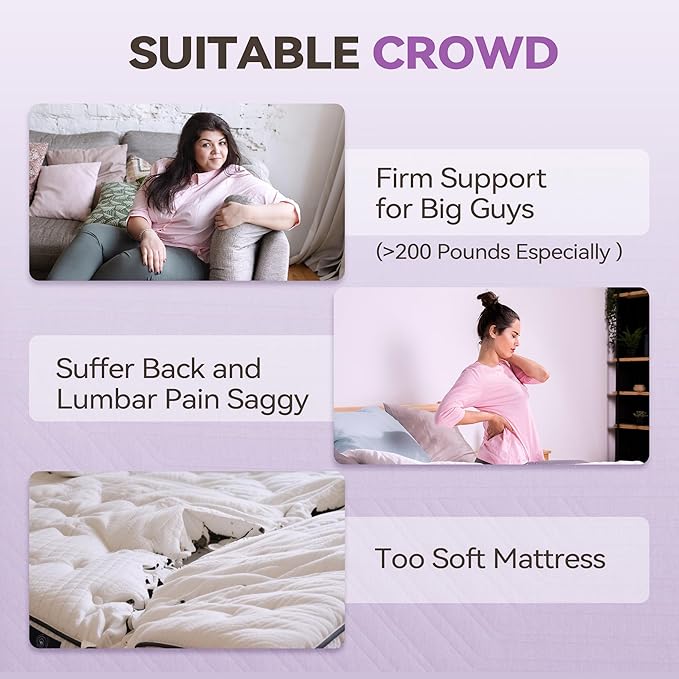 BDEUS 3 inch Firm to Extra Firm Memory Foam Mattress Topper Full Size for Big Guys, Supportive Mattress Pad for Back Pain Relief, Double Bed Foam Topper with with Senior Grey Cover, CertiPUR-US