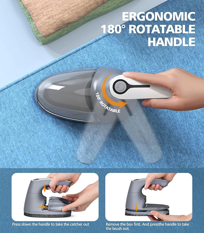 POPCHOSE Fabric Shaver for Clothing, Electric Lint Remover Sweater Shaver to Remove Pilling, Depiller for Clothes, Furniture, Couch, Fuzz with 6-Leaf Blades Extra, Electrostatic Brush