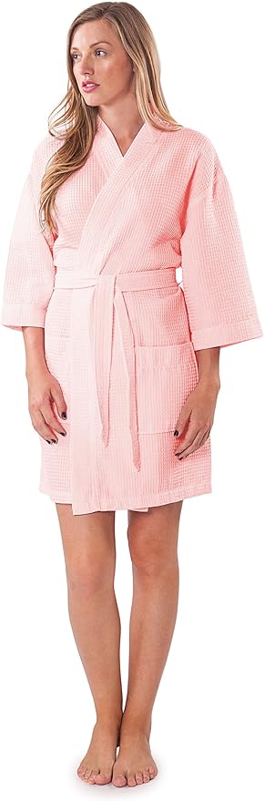 Turquaz Lightweight Short Robes For Women Waffle Kimono Bathrobe - Soft, Fast-Drying, Long-Lasting Cotton Blend