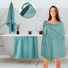 SEMAXE Bath Towel for Bathroom, 100% Cotton Towel with Hanging Loop and Smart Tag, Hotel & Spa Quality Soft Absorbent Towel, Gift Box Packaging, 1 Pc Blue Bath Towel, 54