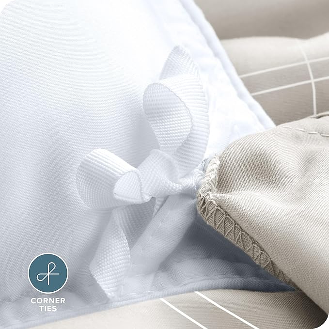 Bare Home Bedding Duvet Cover Extra Long Size - Premium 1800 Super Soft - Lightweight, Duvet Cover - Soft Textured Bedding (Twin/Twin XL, Modern Plaid - Stone/White)