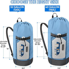 BALEINE 150L Laundry Bag Backpack, 900D Oxford Fabric Large Travel Laundry Bags with Shoulder Straps and 2 Mesh Pockets for College Dorm, Apartment, Laundromat (Blue, 150L)