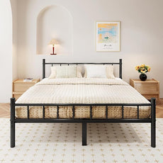 zizin Full Size Metal Bed Frame with Headboard & Footboard 14 Inch Metal Platform Mattress Foundation Support with Steel Slat, Under Bed Storage, No Box Spring Needed