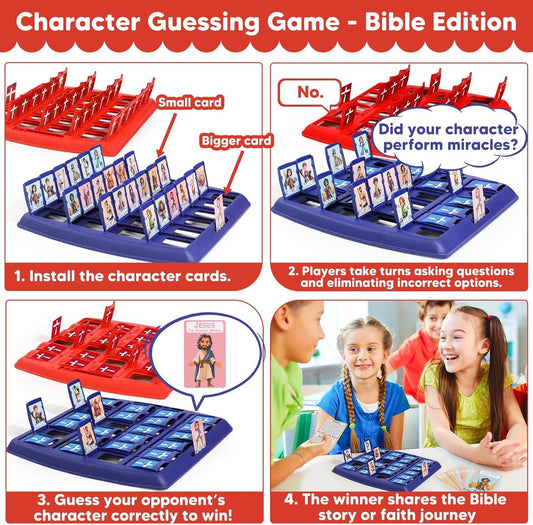 Garybank Guess Bible Who Am I Games for Kids, 24 Holy Bible Characters with Life Story & Verse Cards, Bible Trivia Study Supplies for Sunday School, Youth Group & Teens, Christian Catholic Gifts