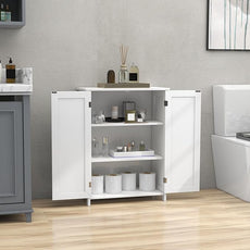 TaoHFE White Bathroom Floor Cabinet,Small Storages Cabinets with 2 Doors Bath Room Storage Cabinet,Small Bathroom Storage Cabinet for Living Room, Entryway,White