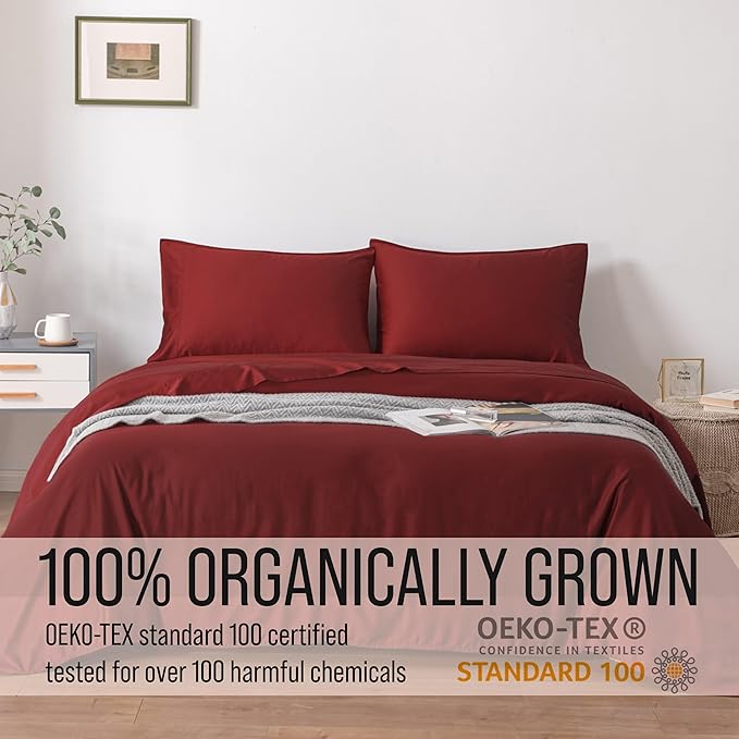 Bella Coterie Luxury Bamboo Viscose King Size Sheet Set | 100% Organically Grown | Ultra Soft | Cooling for Hot Sleepers | 18" Deep Pocket [Merlot] BC