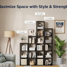 4 Cube Storage Organizer Single Row, Cube Shelf with Heavy-Duty Thick Boards, 13.31