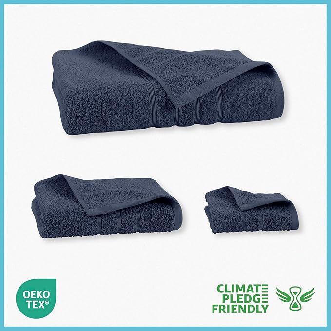 Martex 6-Piece Towel Set – Ultimate Performance – 100% Cotton – 2 Bath Towels – 2 Hand Towels – 2 Wash Cloths – Versatile – Low-Linting – Supersoft & Absorbent Bathroom Set – Easy Care – Estate Blue