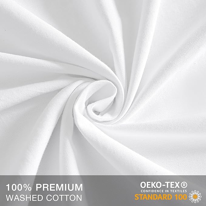 JELLYMONI Pillowcases Standard Set of 4 Cotton Button Pillow Covers 20×26in White Bed Pillow Cases 100% Washed Cotton Soft Breathable (Pillows are not Included)
