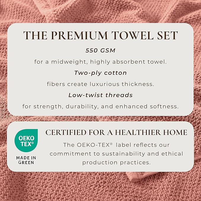 Great Bay Home 100% Cotton Oversized 2 Pack 68x35 Extra Large Towel Set - Absorbent, Quick-Drying, Durable Oversized Bath Sheets for Bathroom Décor (Desert Rose)