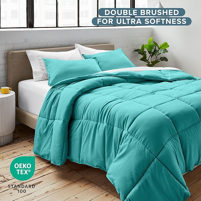 Bare Home Comforter Set - Twin/Twin Extra Long Size - Ultra-Soft - Goose Down Alternative - Premium 1800 Series - All Season Warmth (Twin/Twin XL, Turquoise)