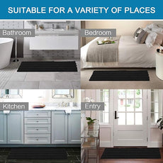 H.VERSAILTEX Bathroom Rugs Bath Rug Set 2 Piece Bathroom Contour Rug Toilet Mat Sets Non Slip Contour Bath Rug Ultra Thick Water Absorbent Striped Bath Mats Washable(47