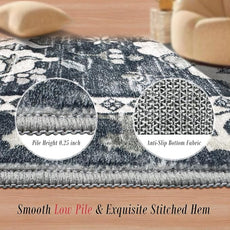 RUGSURE 5x7 Washable Area Rugs - Perfect Resistant Rug for Living Room, Bedroom, Kids Room, Nursery - Stain & Water Resistant Non-Slip, Pet & Child Friendly, Vintage Tribal Area Rugs (Grey, 5'x7')