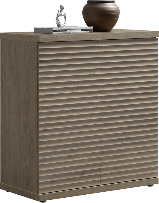 SICOTAS Buffet Cabinet with Storage Accent Sideboard Modern Credenza with Doors & Shelves Fluted Media Console Mid Century Coffee Bar Table for Living Room Kitchen Dining Room Hallway (1PCS)