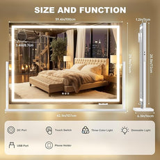 Hasipu Vanity Mirror with Lights, 39.4