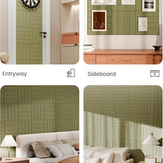 Bumusty Large Cork Board Alternative-36 x24 Felt Bulletin Board Tiles, with 30 Pushpins, 40 Adhesive Tabs, 6-Pack Slat Wall Paneling, Cork Boards for Office Push Pin Board Felt Board-Olive Green