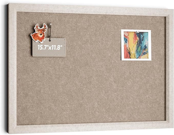 Felt Cork Board Alternative, Felt Bulletin Board 16" x 12" Oatmeal Frame with 8 Adhesive Tabs, Pin Board for Home Office, Classroom, Entryway, Kitchen Wall Decor—Deep Camel