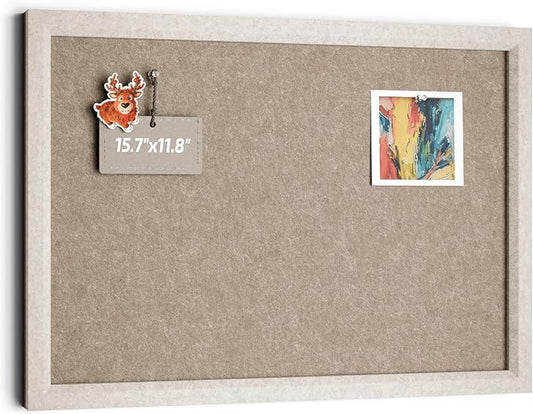 Felt Cork Board Alternative, Felt Bulletin Board 16" x 12" Oatmeal Frame with 8 Adhesive Tabs, Pin Board for Home Office, Classroom, Entryway, Kitchen Wall Decor—Deep Camel