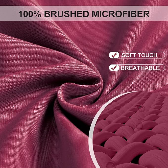 FreshCulture Queen Fitted Sheet - Hotel Quality, Ultra Soft & Breathable Brushed Microfiber, Deep Pocket, Cooling Fitted Sheets for Queen Size Bed (Burgundy)