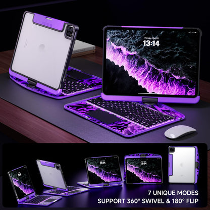 Transparent Keyboard Case for iPad 11” (10th & 11th Gen) – 360° Rotating, Backlit, Trackpad