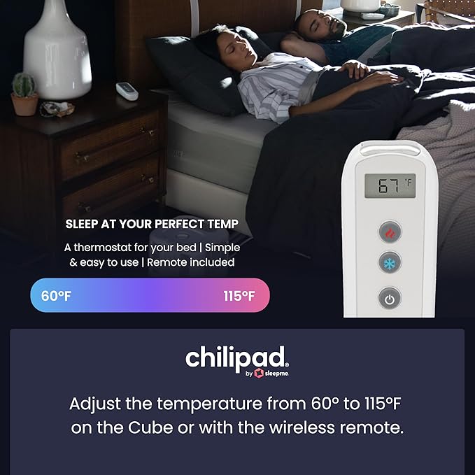 Chilipad Cube Bed Cooling System - Cooling & Heating Mattress Topper, Dual Zone Individual Bed Temperature, Cool Sleep Enhancement, Temp Range of 60-115°F, WE King Bedsize (76"W x 80"L), Model: CP515