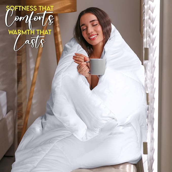 Utopia Bedding Comforter Duvet Insert, Quilted Comforter with Corner Tabs, Box Stitched Down Alternative Comforters Twin Size (White, Pack of 2)