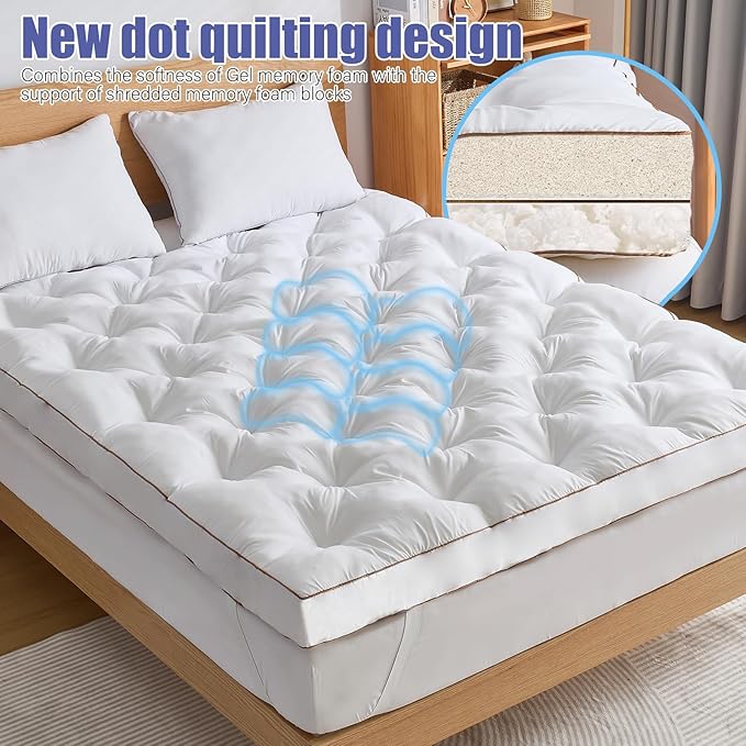 WhatsBedding 4 Inch Memory Foam Mattress Topper King for Back Pain Relief, Filled with Breathable Memory Foam, Soft Fluffy Supportive Bed Mattress Topper, 80x78x4 in