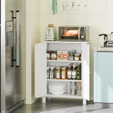 SUPER DEAL Modern Bathroom Floor Storage Cabinet with Adjustable Shelf and Double Door Rust Proof, Living Room Modern Home Furniture Storage Organizer Cabinet