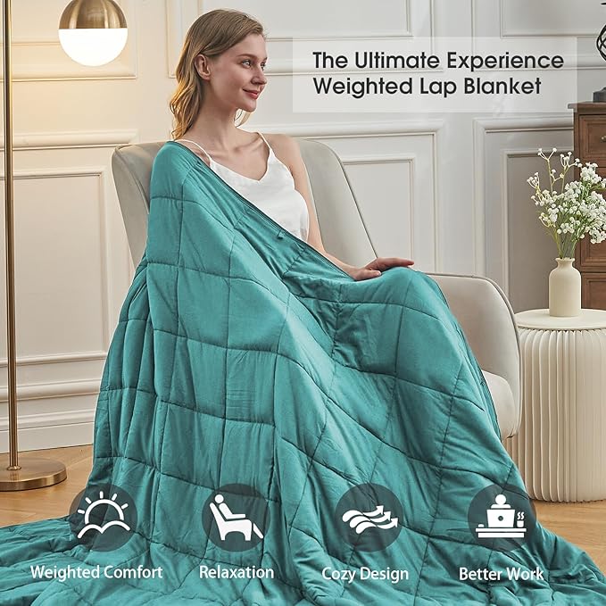 Teal Weighted Blanket for Adults 12lbs, 60"x80", Queen Size Cooling Heavy Throw Blanket for 110-130lbs, Microfiber Soft Thick Big Blankets Weighted Comforter Breathable Gift for Sleeping