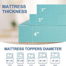 2 Inch Memory Foam Mattress Topper Twin XL, Mattress Pad Gel Infused Foam Bed Topper, Ventilated Soft Blue,Twin XL Size