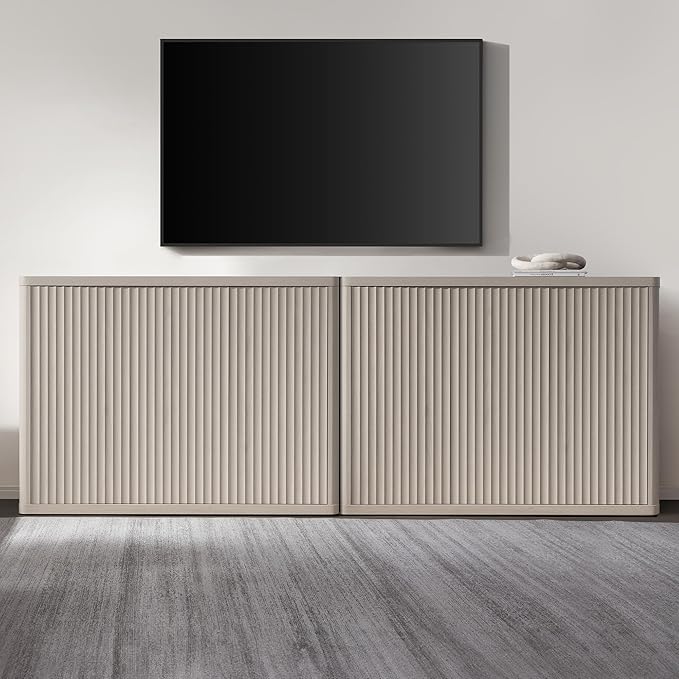 SICOTAS Buffet Cabinet with Storage Accent Sideboard with 6 Doors Modern 93.2" Credenza Fluted Buffet Table Media Console Cabinet Entryway Cabinets for Living Room Kitchen Dining Room Hallway